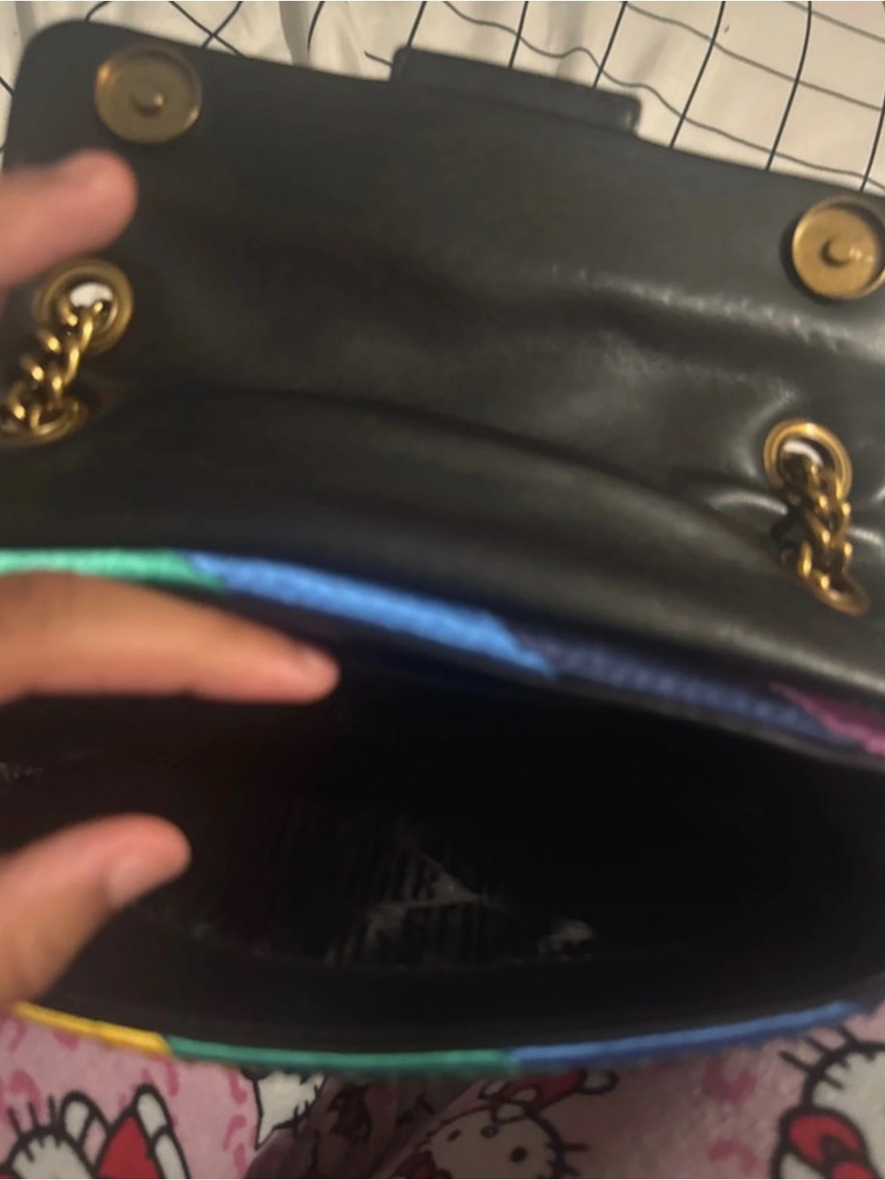 Kurt Geiger Rainbow Crystal Shoulder Bag with Gold Chain - Picture 4 of 4